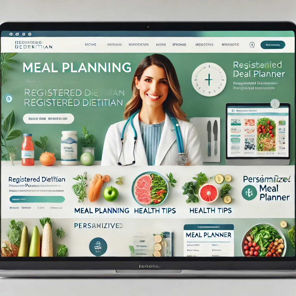 A screenshot of Josette D. Sohmer RD’s website homepage, featuring nutrition resources and personalized meal planning tools.